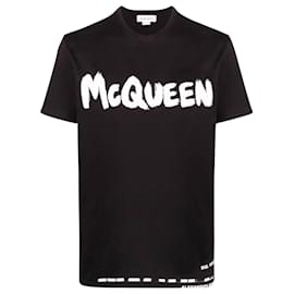 Alexander Mcqueen-Alexander Mc Queen Black Logo Print T-Shirt-Black
