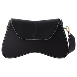 Autre Marque-Space Bag in Black Leather with White Stitching-Black