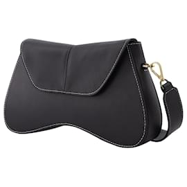 Autre Marque-Space Bag in Black Leather with White Stitching-Black