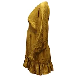 Ulla Johnson-Ulla Johnson Odette Mini Dress in Gold Silk-Golden