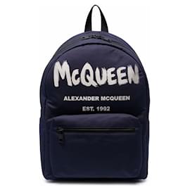 Alexander Mcqueen-Alexander McQueen Metropolitan Graffiti Backpack-Blue