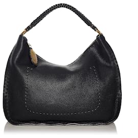 Fendi-Fendi Sac à bandoulière en cuir Selleria noir-Noir