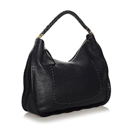 Fendi-Fendi Sac à bandoulière en cuir Selleria noir-Noir