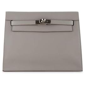 Hermès-Hermes Grey Evercolor Leather Kelly Dance Multiway Crossbody Bag-Grey