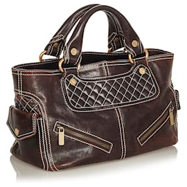 Céline-Celine Brown Boogie Leather Handbag-Brown,Dark brown