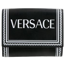 VERSACE 90s Vintage Logo Bifold Wallet #2086824 Black