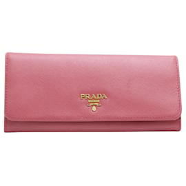 Prada-Candy Pink Saffiano Long Wallet-Pink