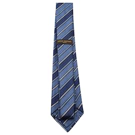 Louis Vuitton-Cravate bleu foncé à imprimé monogramme et rayures-Bleu