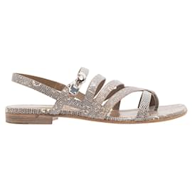 Hermès-Embossed Leather Marine Buckle Sandals-Other