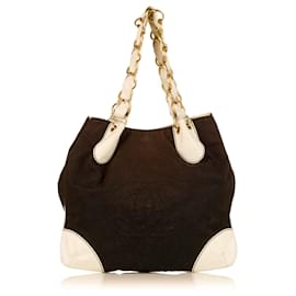 Chanel-Chanel Brown CC Canvas Tote Bag-Brown