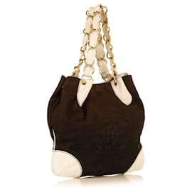 Chanel-Chanel Brown CC Canvas Tote Bag-Brown
