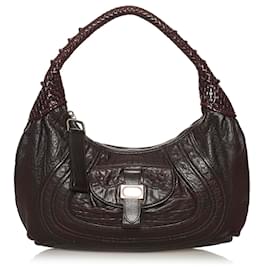 Fendi-Fendi Brown Spy Leather Handbag-Brown,Dark brown