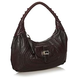 Fendi-Fendi Brown Spy Leather Handbag-Brown,Dark brown