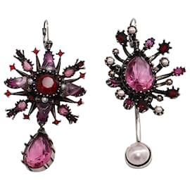 Alexander Mcqueen-Alexander McQueen Crystal Embellished Earrings in Multicolor Crystal-Pink