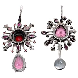 Alexander Mcqueen-Alexander McQueen Crystal Embellished Earrings in Multicolor Crystal-Pink