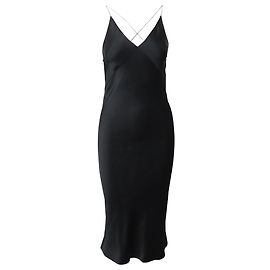 Robe mi-longue Haider Ackermann en satin de soie noir Noir