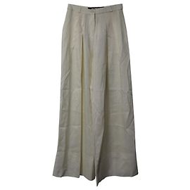 Jacquemus Le Pantalon Avignon en lino blanco roto Blanco