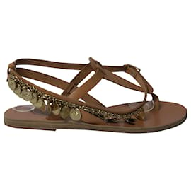 Ancient Greek Sandals-Sandali Antichi Greci Sandali Gladiatore in Pelle Marrone-Marrone