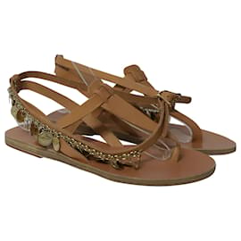 Ancient Greek Sandals-Ancient Greek Sandals Sandalias de gladiador en cuero marrón-Castaño