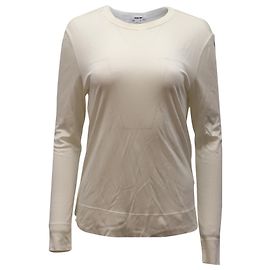 Helmut Lang Top a maniche lunghe Twist Back in Tencel crema Bianco Crudo
