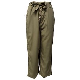 Acne Studios Calças largas com cinto em Lyocell verde Verde