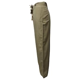 Acne-Pantalones de pernera ancha con cinturón en lyocell verde de Acne Studios-Verde