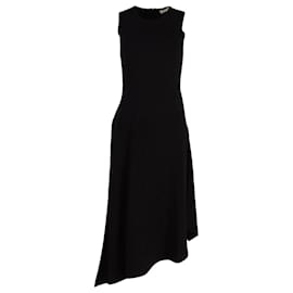 Michael Kors-Michael Kors Asymmetric Ribbed Stretch-Jersey Midi Dress in Black Viscose-Black