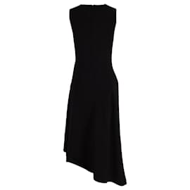 Michael Kors-Michael Kors Asymmetric Ribbed Stretch-Jersey Midi Dress in Black Viscose-Black