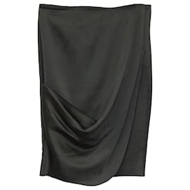 Emporio Armani-Falda lápiz drapeada en poliéster negro de Emporio Armani-Negro