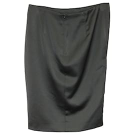 Emporio Armani-Emporio Armani Draped Pencil Skirt in Black Polyester-Black