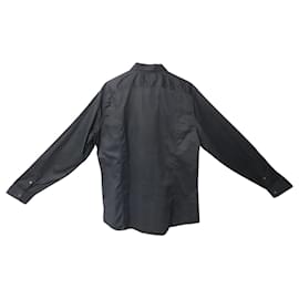 Gucci-Gucci Slim Fit Langarm-Hemd mit Knopfleiste vorne aus schwarzer Baumwolle-Schwarz