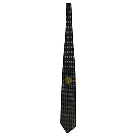 Gravata com estampa geométrica Gianni Versace em seda preta e prata Outro