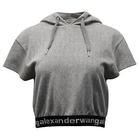 Alexander Wang Moletom Cropped Manga Curta em Algodão Cinza Cinza