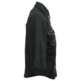 Ganni-Camisa con tachuelas Ganni en lino negro-Negro