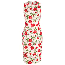 Michael Kors-Michael Kors Sleeveless Stemmed-Rose Print Sheath Dress in Floral Print Rayon-Other