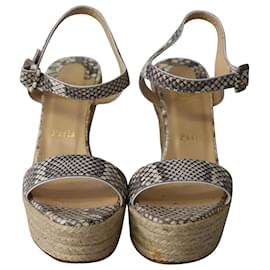 Christian Louboutin-Christian Louboutin Spachica Wedge Espadrilles in Multicolor Hemp-Multiple colors