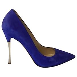 Nicholas Kirkwood-Zapatos de salón con puntera en punta en ante azul de Nicholas Kirkwood-Azul
