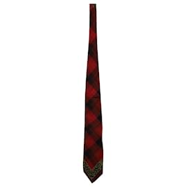 Gianni Versace-Cravate à carreaux Gianni Versace en soie multicolore-Autre