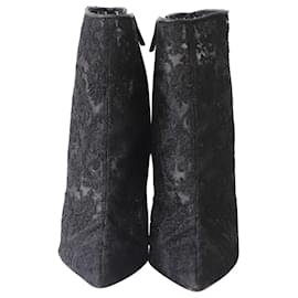 Christian Louboutin-Christian Louboutin Lace Gipsy 100 Boots in Black Silk-Black