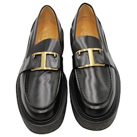 Tod's-Tod's Timeless Platform Loafers in Black Leather-Black