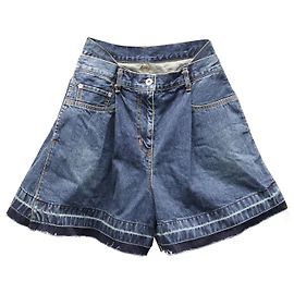Sacai Flared Shorts in Blue Cotton Denim Blue