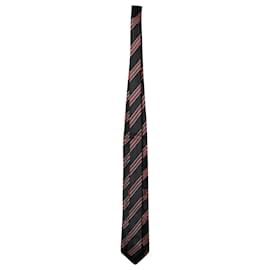 Ermenegildo Zegna-Ermenegildo Zegna Striped Tie in Grey and Pink Silk-Other