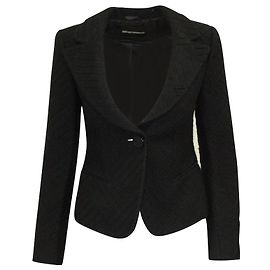 Emporio Armani Einreihiger Blazer aus schwarzer Schurwolle Schwarz