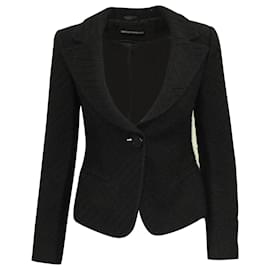 Emporio Armani-Blazer à simple boutonnage Emporio Armani en laine vierge noire-Noir