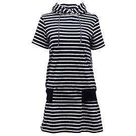 Vestido Sacai Rayas con Capucha en Algodón Blanco y Negro Negro
