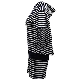 Sacai-Robe Sacai Stripe avec Capuche en Coton Noir et Blanc-Noir