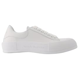 Alexander Mcqueen-Deck Plimsolls in White Leather-Multiple colors