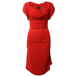 Vivienne Westwood Robe moulante drapée à col bénitier en nylon rouge Rouge