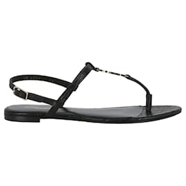 Saint Laurent-CASSANDRA FLAT SANDALS-Black