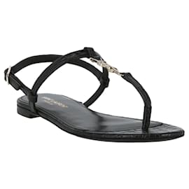 Saint Laurent-CASSANDRA FLAT SANDALS-Black